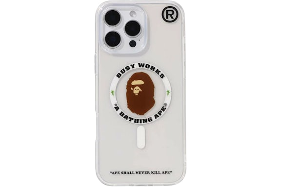 Étui Busy Works pour iPhone 16 Pro Max de BAPE, transparent