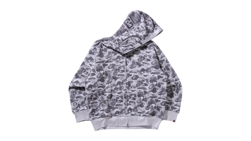 BAPE Camo Fake Print Relaxed Fit Shark Full Zip Hoodie White