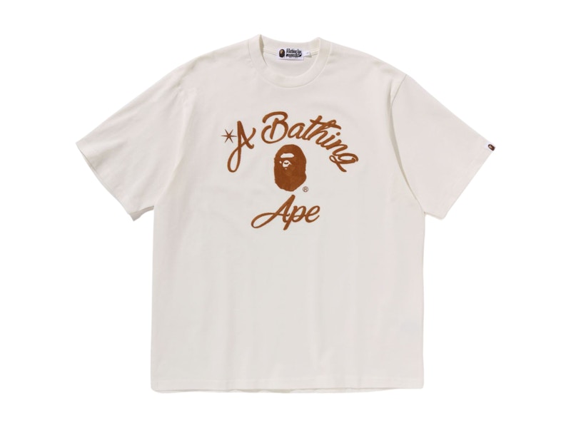 BAPE Chain Stitch College Relaxed Fit Tee Ivory