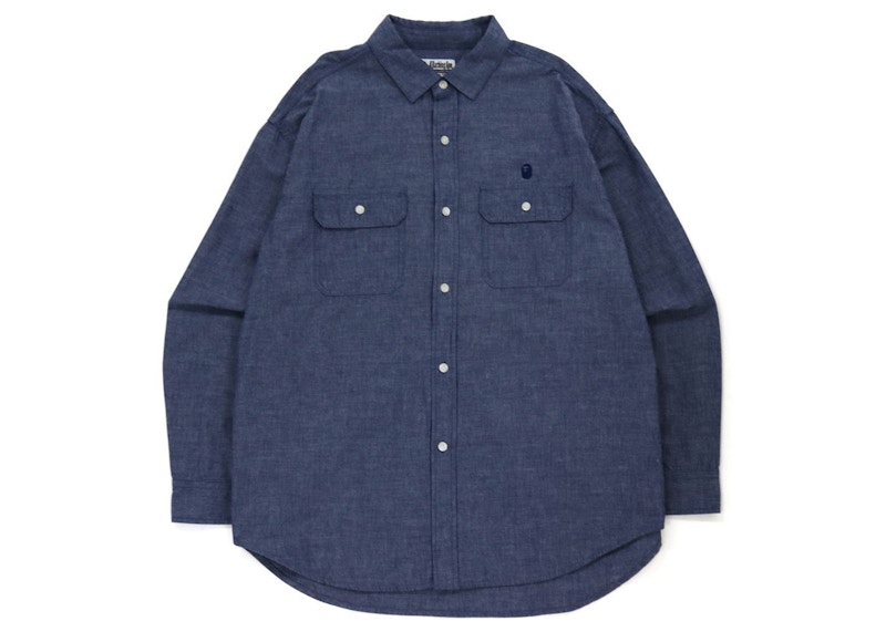 BAPE Chambray Loose Fit Shirt Light Indigo - FW21 Men's - US