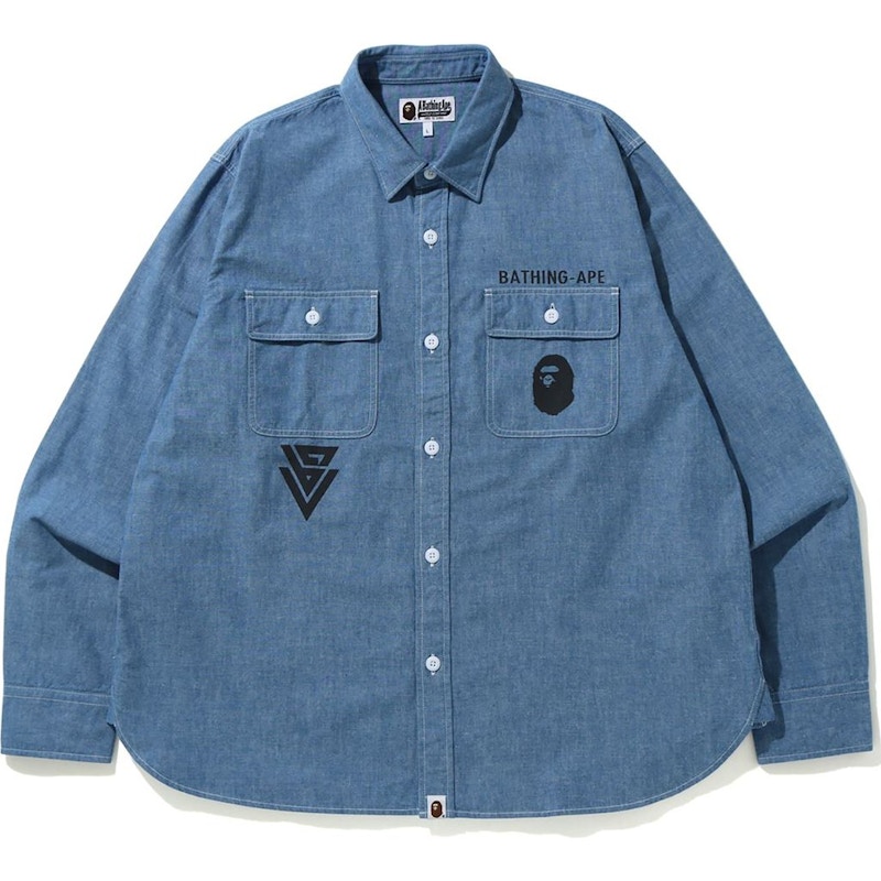 BAPE Chambray Relaxed Shirt Indigo - SS20 男装- CN