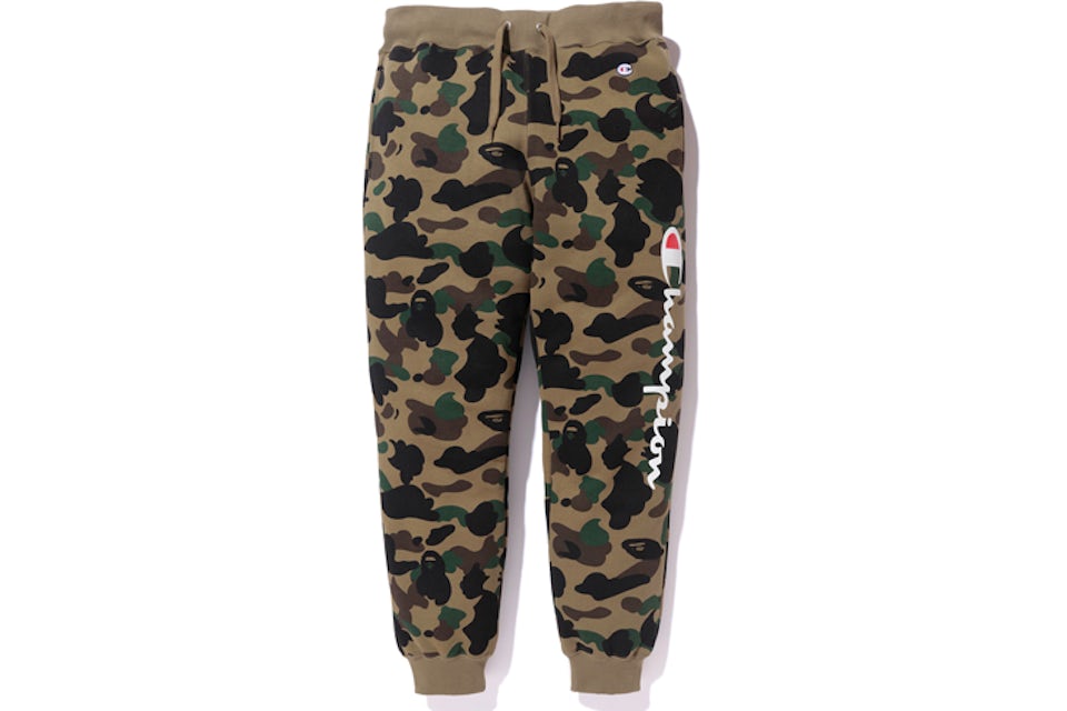 BAPE Champion 1st Camo Sweat Pants Green Hombre FW17 ES