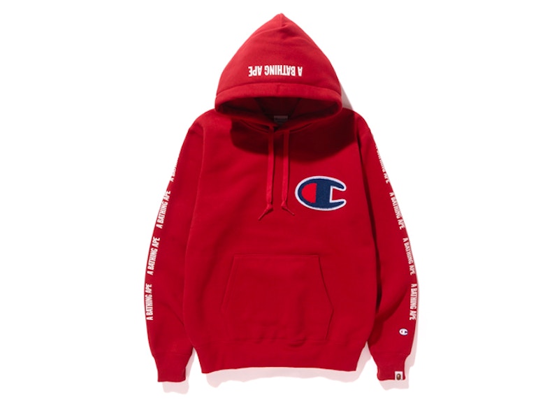 champion hoodie white blue red