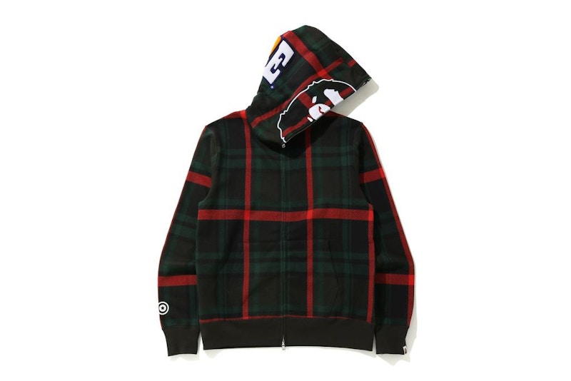 BAPE Check 2nd Ape Wide Full Zip Hoodie Green Men s FW20 US