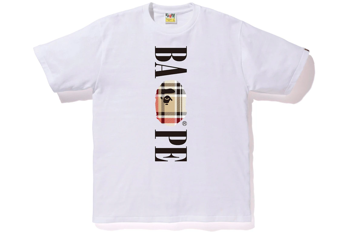BAPE Check BAPE Logo Tee White/Beige