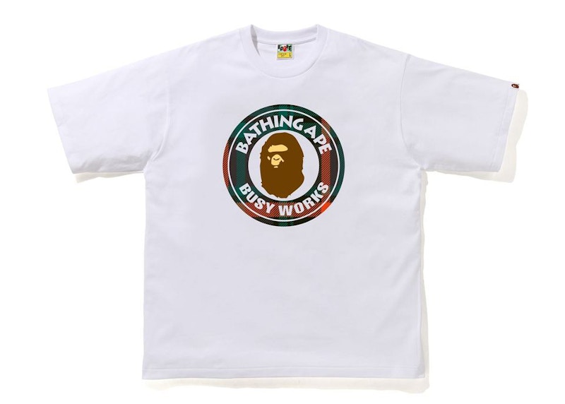 BAPE Check Busy Works Relaxed Tee White/Green