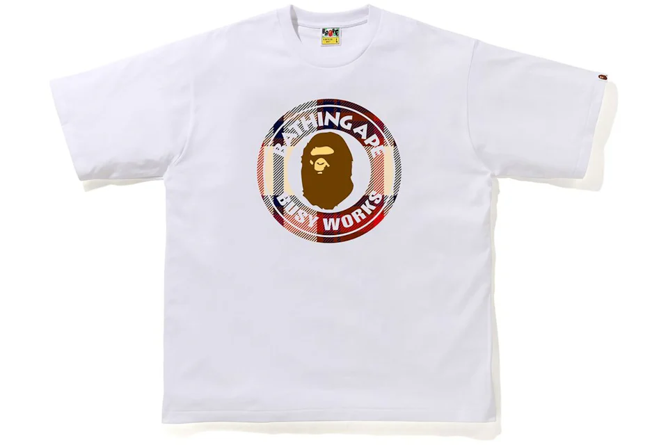 BAPE Check Busy Works Relaxed Tee White/Red