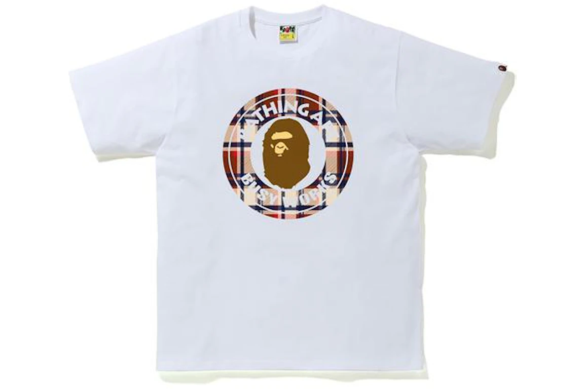 BAPE Check Busy Works Tee White/Red