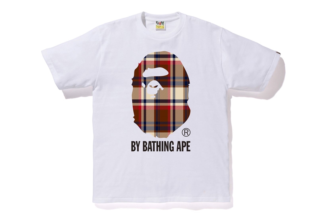 BAPE Check By Bathing Ape Tee White/Red Men's - SS20/FW21/SS23 - US