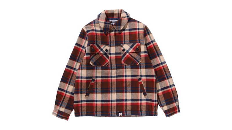 BAPE Check CPO Zip Jacket Red メンズ - FW25 - JP