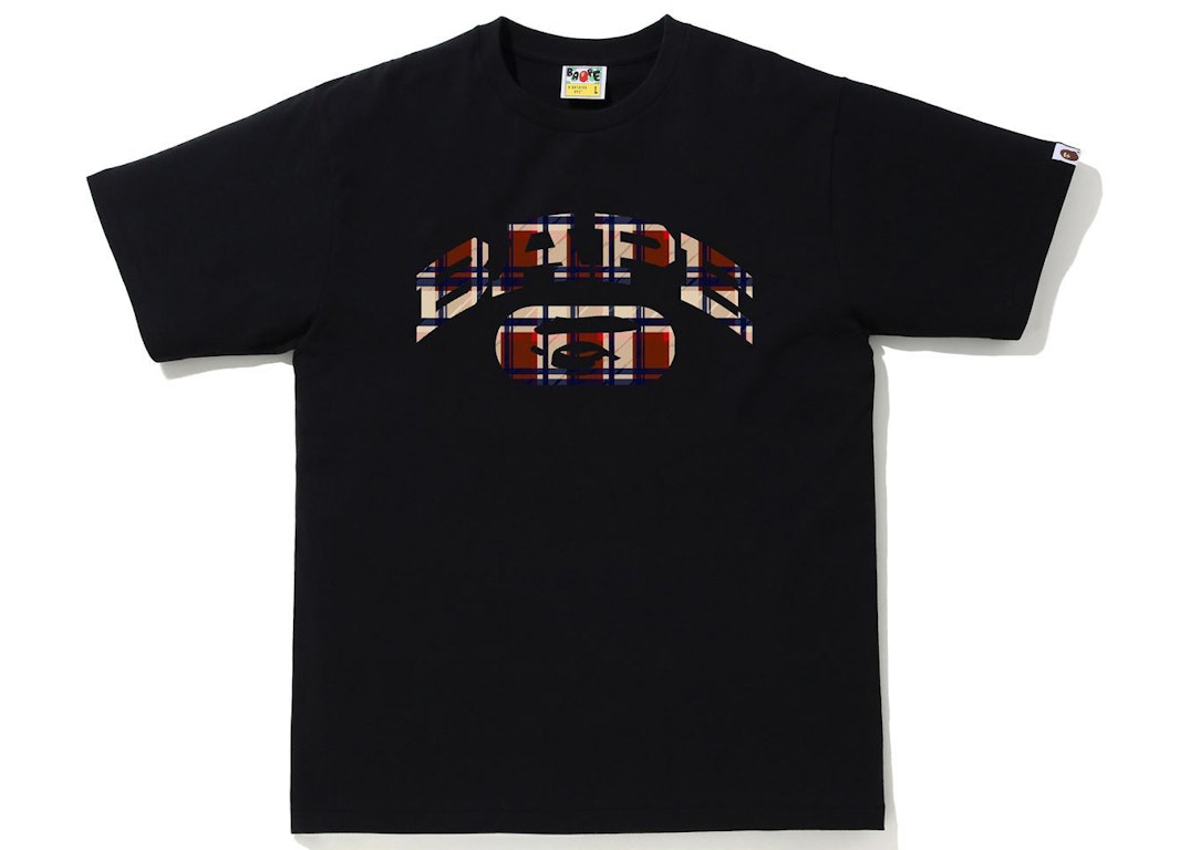 Pre-owned Bape Check College Logo Tee Black/red