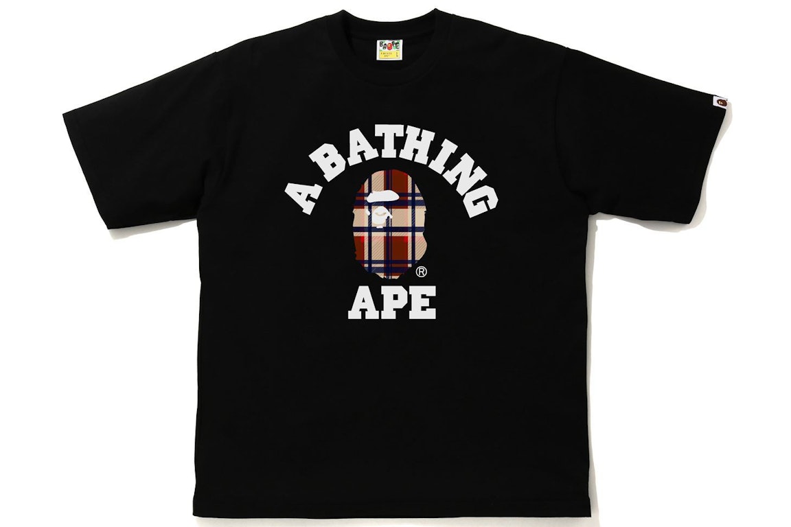 Pre-owned Bape Check College Relaxed Fit Tee Black/red