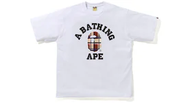 BAPE Check College Relaxed Fit Tee White/Red