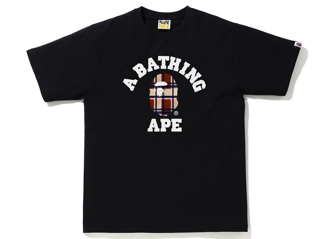 Pre-owned Bape Check College Tee Black/red