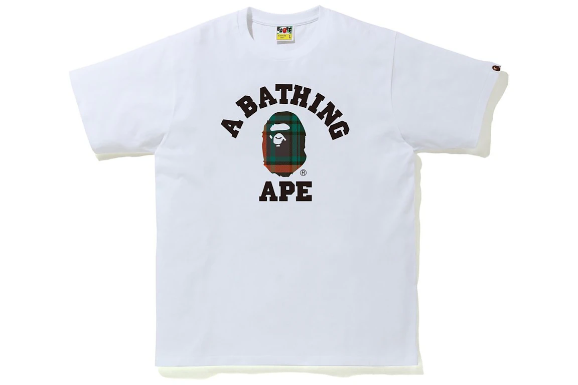 BAPE Check College Tee White/Green