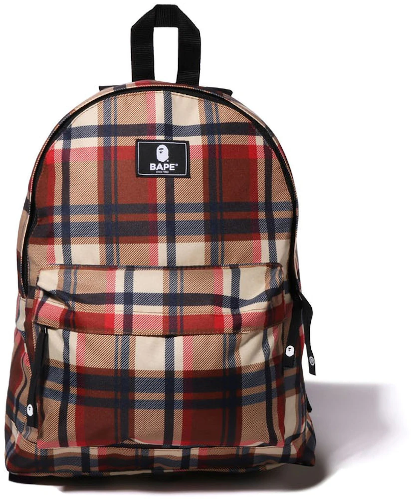 BAPE Check Daypack Backpack Red - FW22 - US