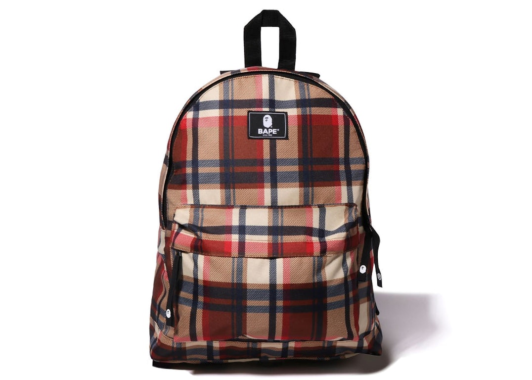 Pre-owned Bape Check Daypack Backpack Red
