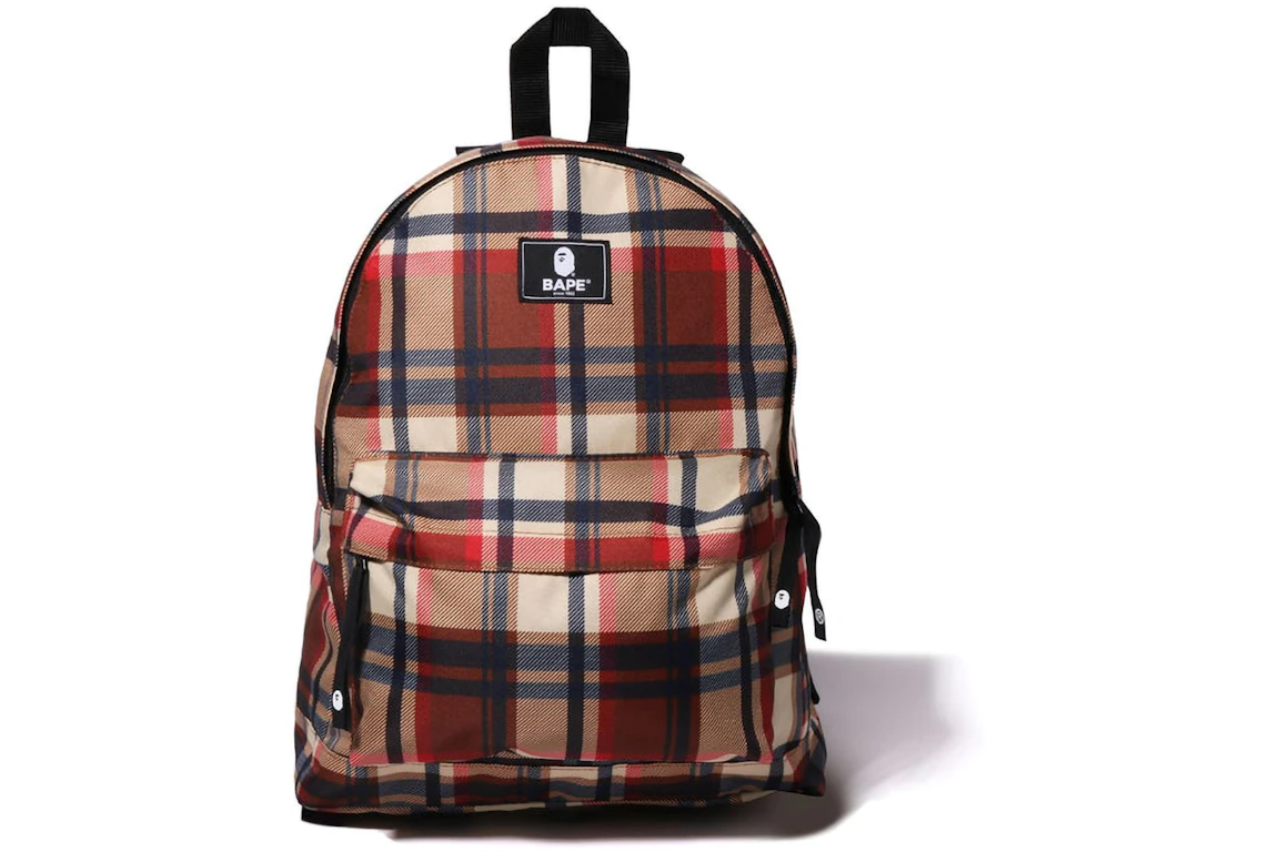 BAPE Check Daypack Backpack Red - FW22 - ES