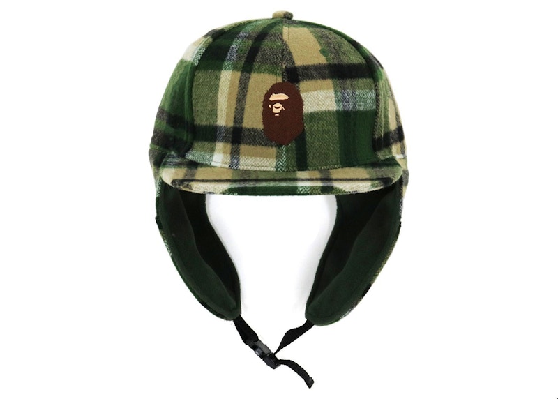 BAPE Check Earmuffs Cap Olivedrab