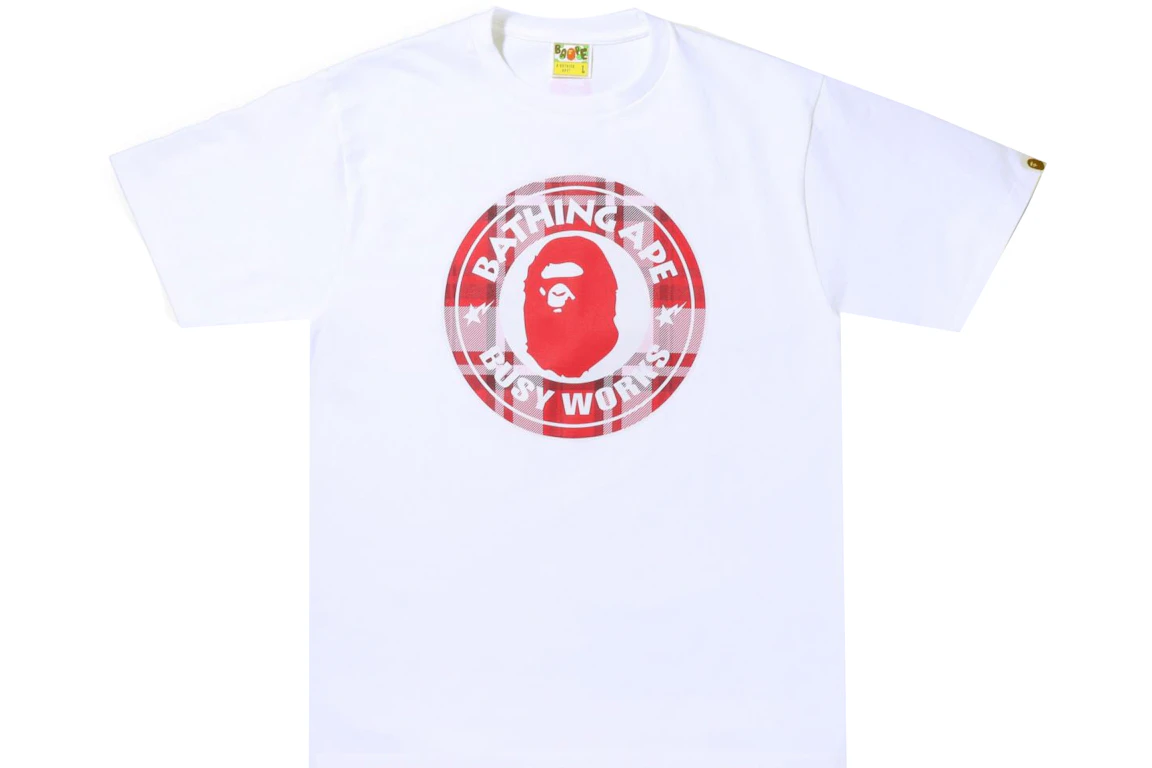 BAPE Check Gift Busy Works Tee White