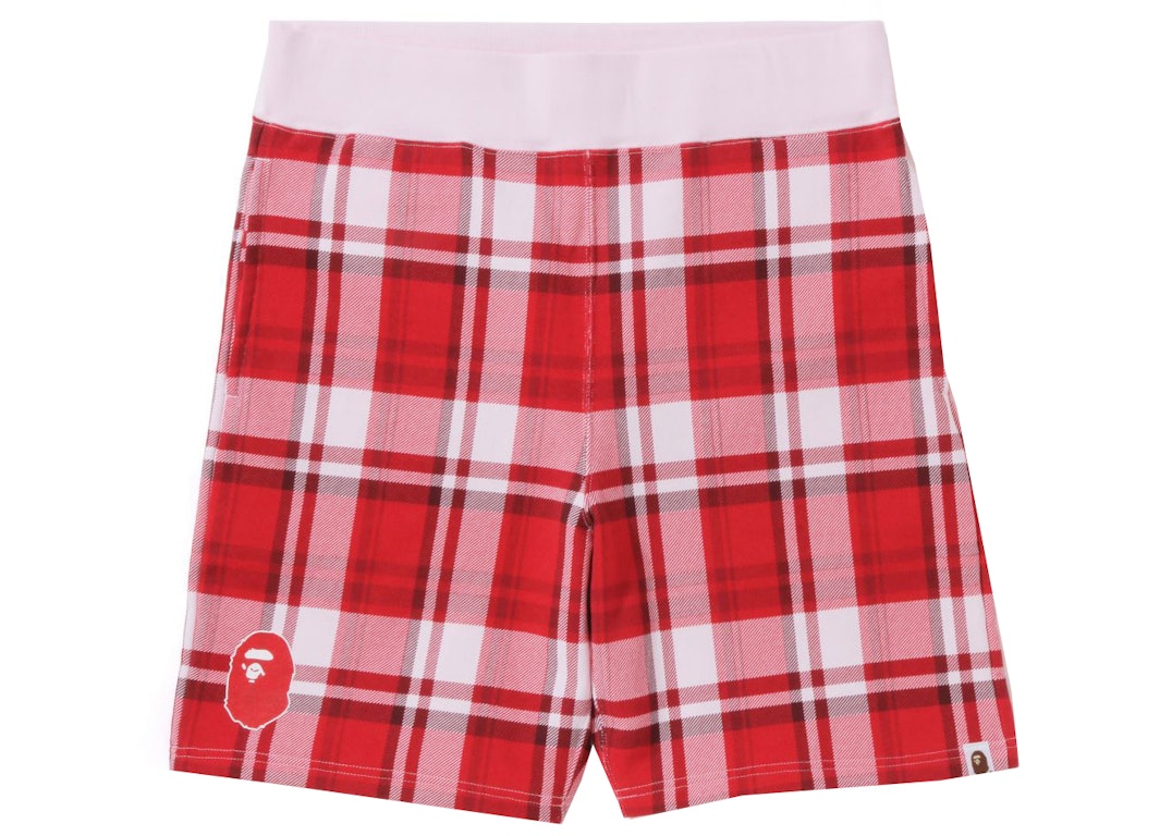 Pre-owned Bape Check Gift Sweat Shorts Red