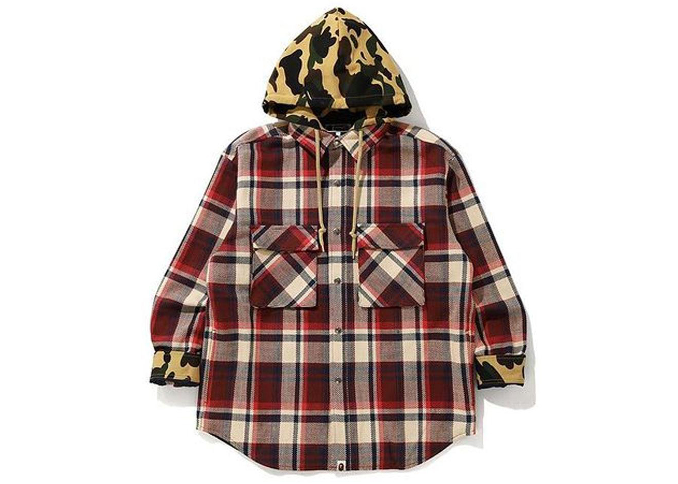 BAPE Check Hoodie Jacket SS Red Men's   US