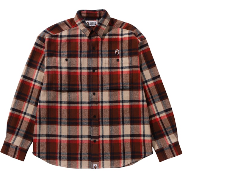 Chemise en flanelle à carreaux à carreaux BAPE rouge