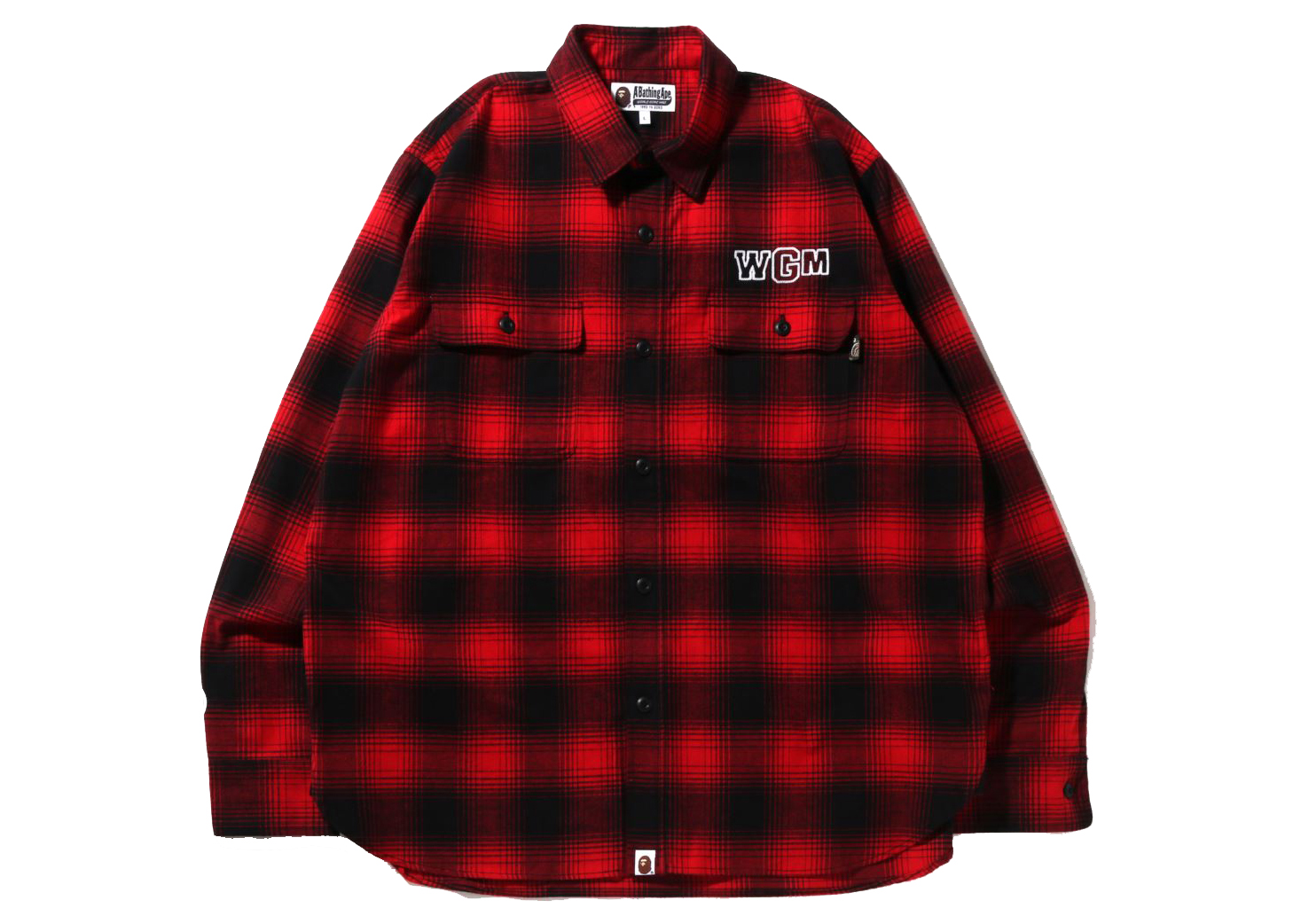 BAPE Check Shark Relaxed Fit Flannel Shirt Red Men's - SS22 - US