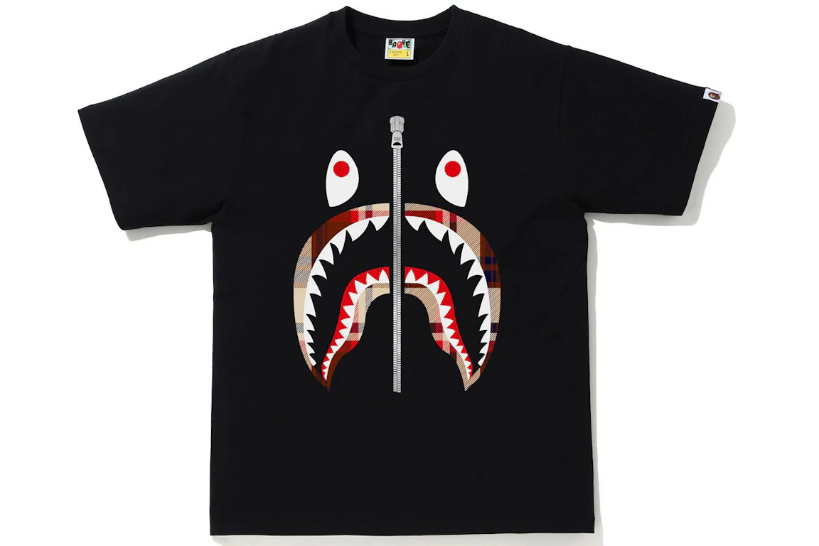 BAPE Check Shark Tee Black/Red