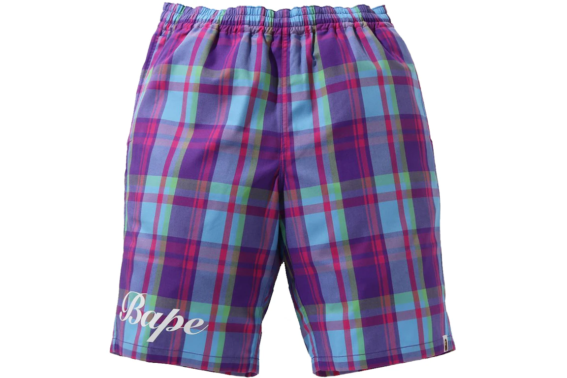 BAPE Check Shorts Purple