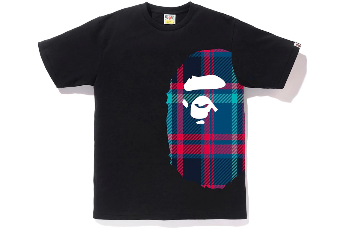 BAPE Check Side Big Ape Head Tee Black/Navy