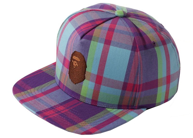 BAPE Check Snap Back Cap Purple SS21 MX