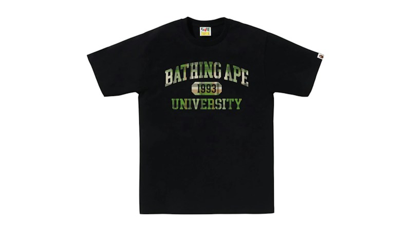 BAPE Check University College Logo Tee Black