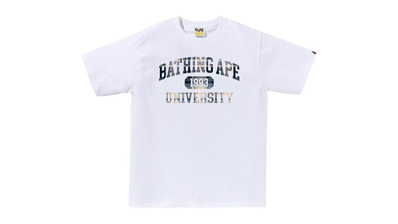 BAPE Check University College Logo Tee White