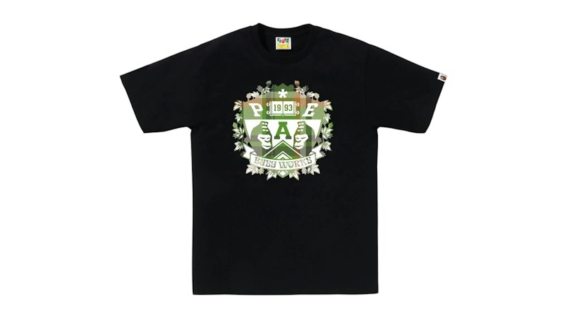 BAPE Check University Emblem Tee Black