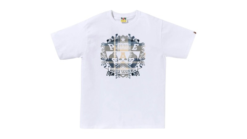 BAPE Check University Emblem Tee White