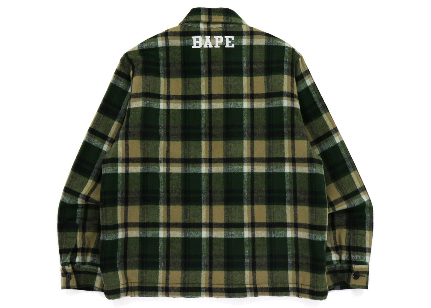 BAPE Check Zip CPO Jacket Olivedrab Men's - FW21 - US