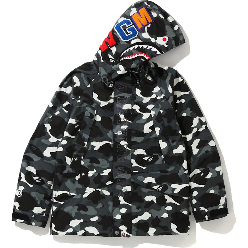 BAPE City Camo Shark Snowboard Down Jacket Black Men's - FW18 - US