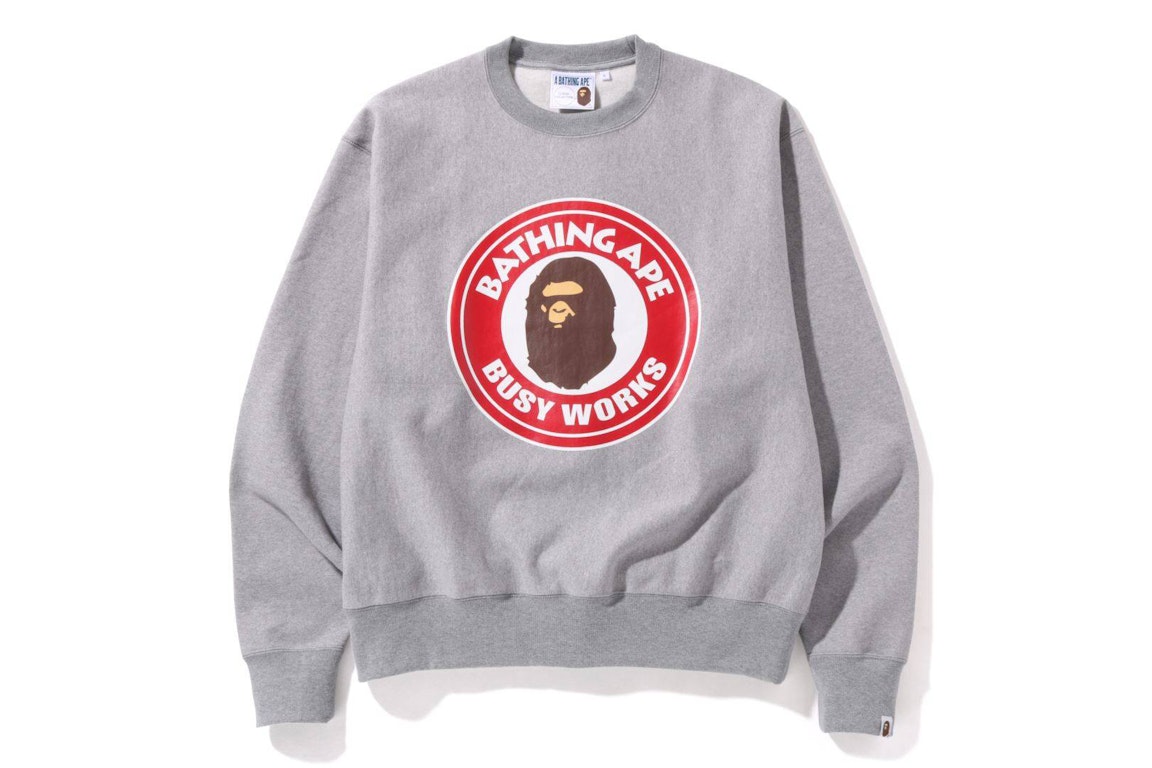 Pre-owned Bape Classic Busy Works Relaxed Fit Crewneck Sweatshirt Grey