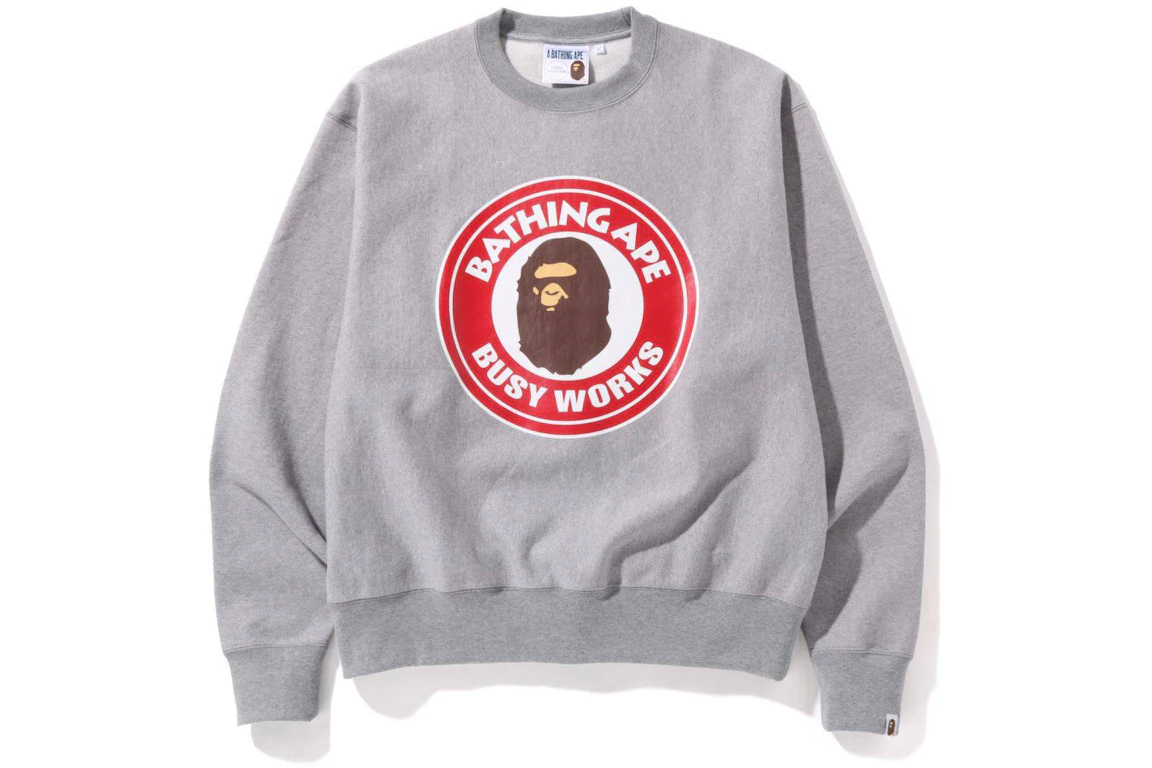 BAPE Classic Busy Works Relaxed Fit Crewneck Sweatshirt Grey - SS22 - DE