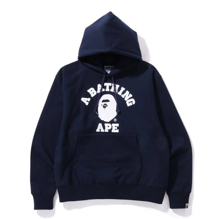 Pre-owned Bape Classic College Relaxed Fit Pullover Hoodie Navy