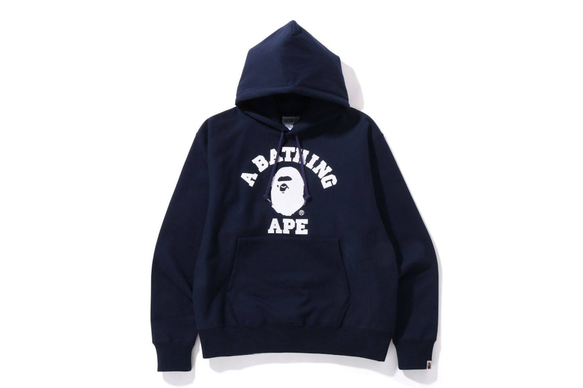 Pre-owned Bape Classic College Relaxed Fit Pullover Hoodie Navy