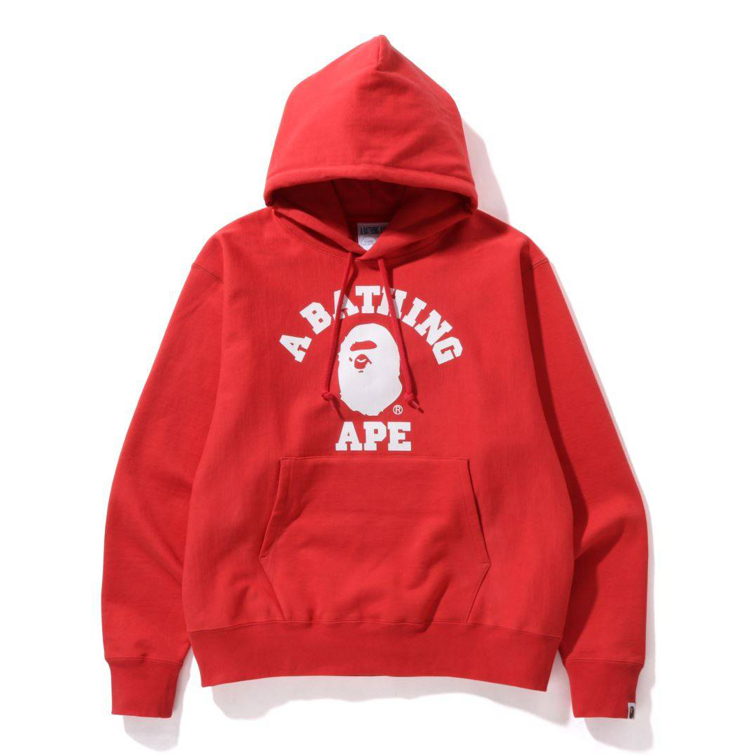BAPE Classic College Relaxed Fit Pullover Hoodie Red Men's - SS22 - US