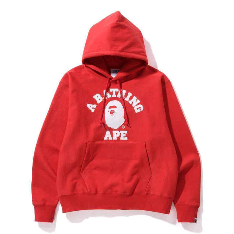 Pre-owned Bape Classic College Relaxed Fit Pullover Hoodie Red