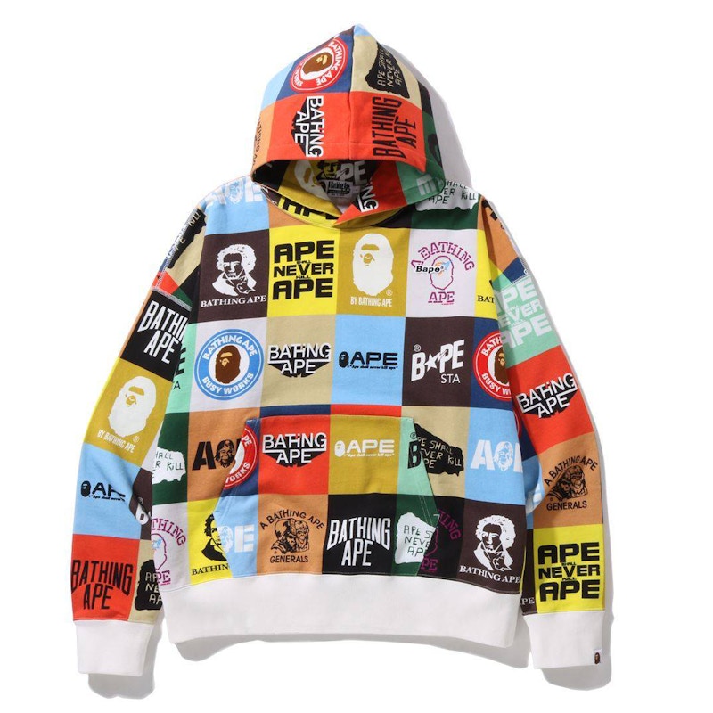 BAPE Multi Fonts Loose Fit Pullover Hoodie Black Men's - FW21 - US