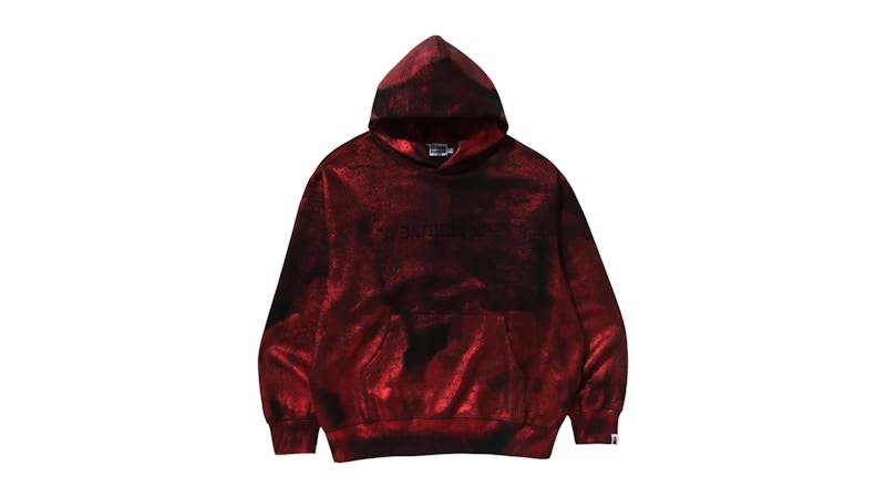 BAPE Coated Emboss Logo Relaxed Fit Pullover Hoodie Red