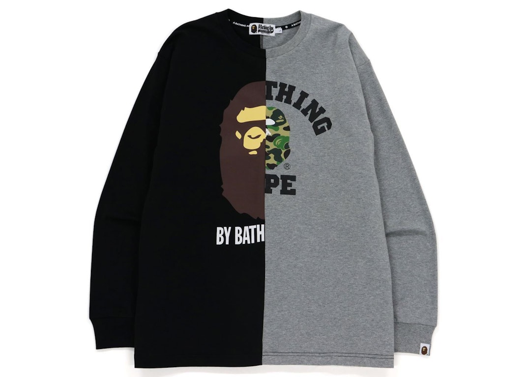 Pre-owned Bape College & By Bathing Relaxed Fit Ape L/s Tee Black
