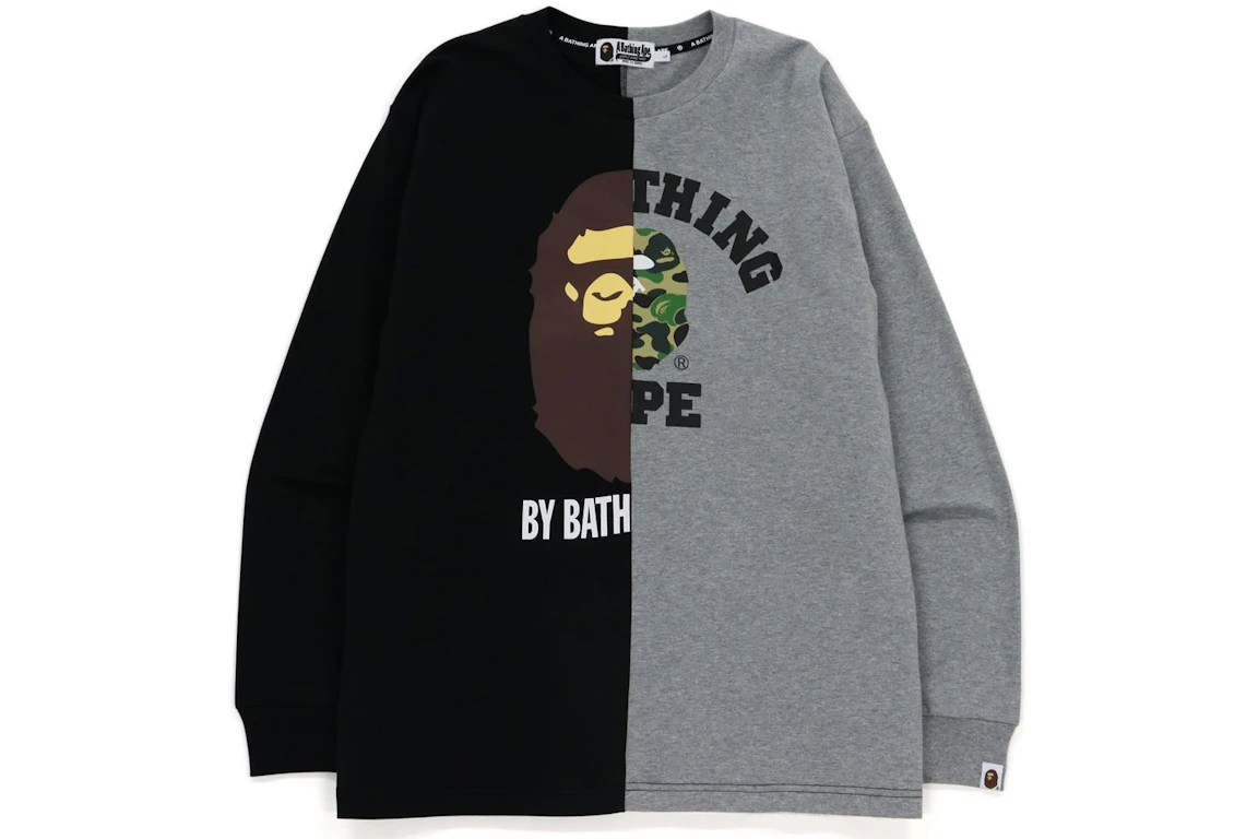 BAPE College & By Bathing Relaxed Fit Ape L/S Tee Black