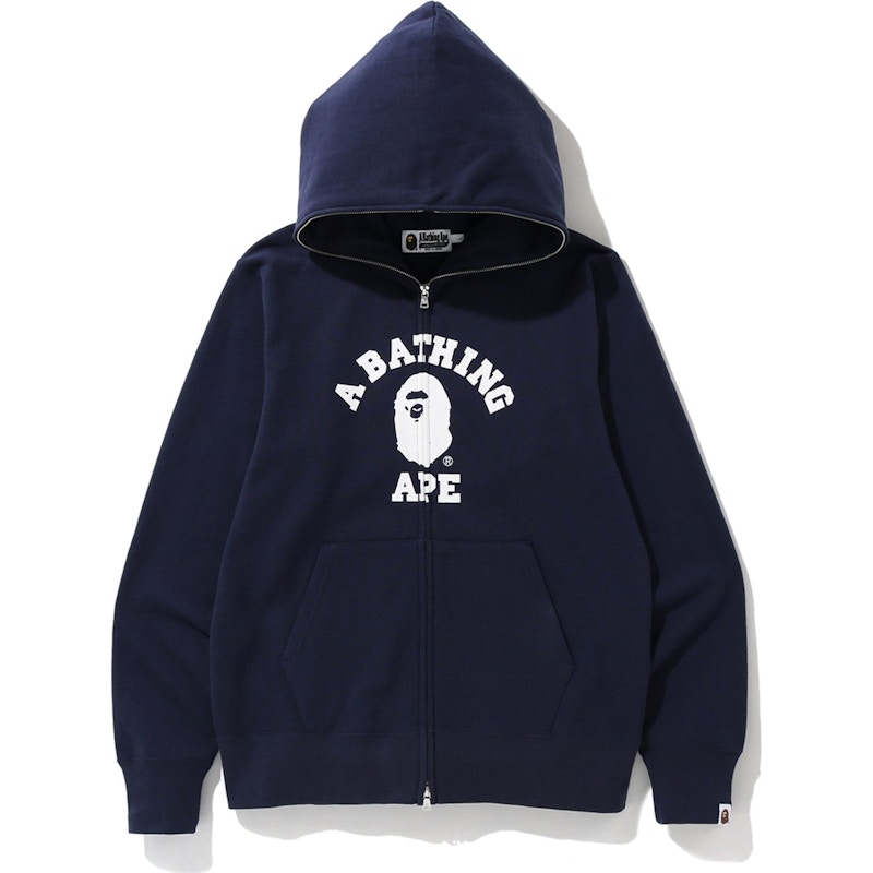 BAPE College Full Zip Hoodie Navy Men s FW19 US