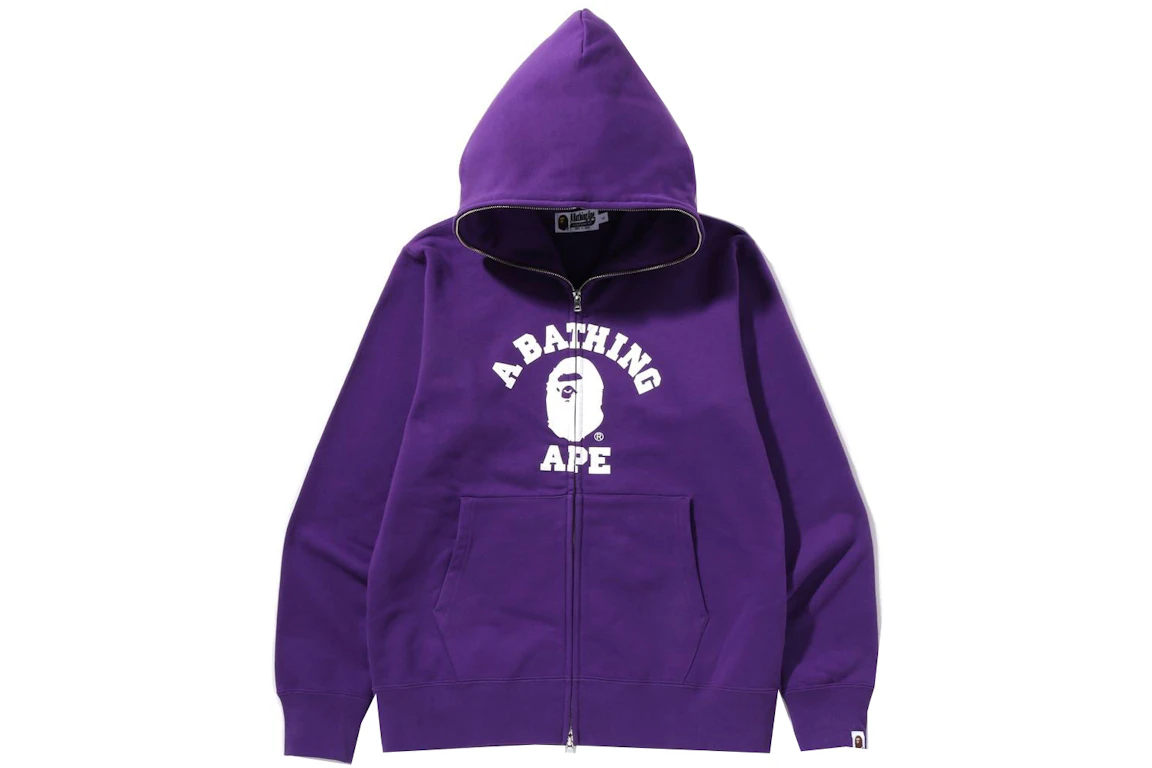 BAPE College Full Zip Hoodie Purple